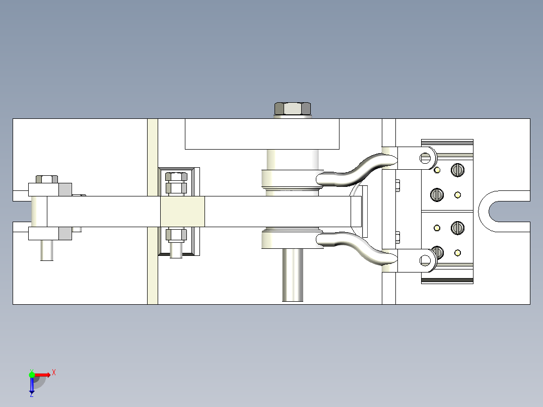 后钢板弹簧吊耳及夹具俯视图