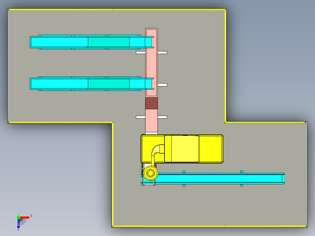 金银花自动烘干设备产线设计俯视图