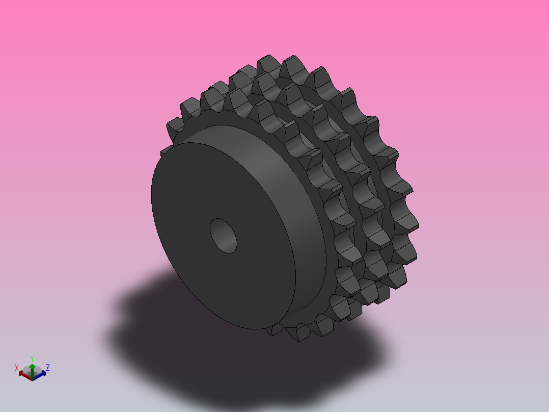 直孔链轮10B型_21-10B-3正等轴测图