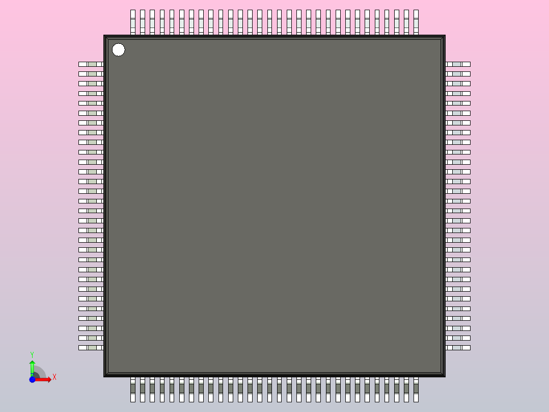 QFP 封装（四方扁平封装）QFP40P1600X1600X120-120N前视图