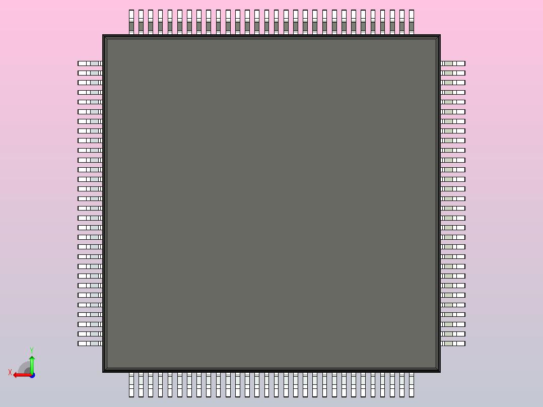 QFP 封装（四方扁平封装）QFP40P1600X1600X120-120N后视图