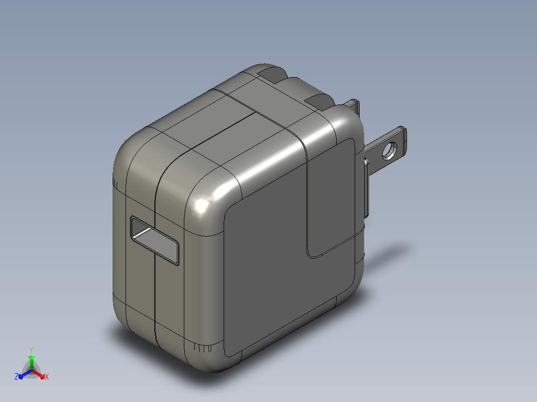 苹果12W USB充电器正等轴测图