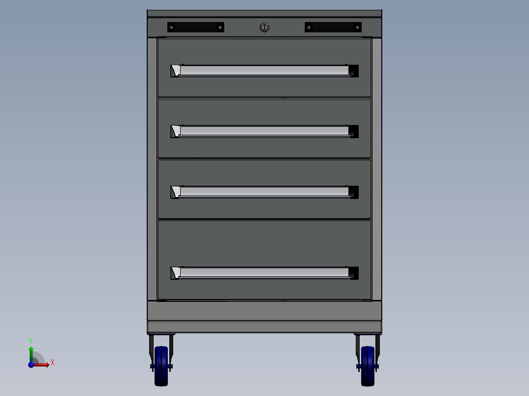 工具柜钣金机柜SW2009含所有特征前视图