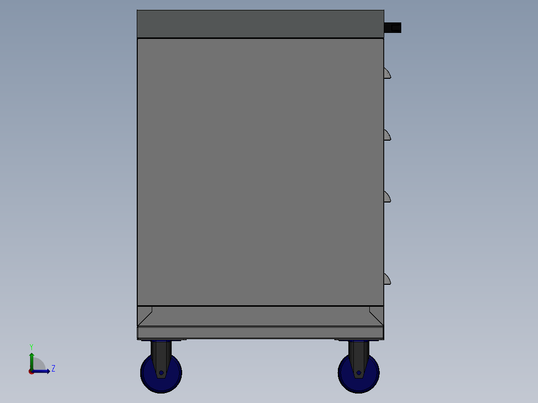 工具柜钣金机柜SW2009含所有特征左视图