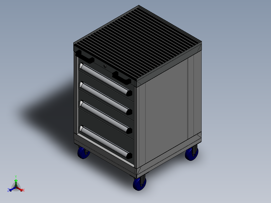 工具柜钣金机柜SW2009含所有特征正等轴测图