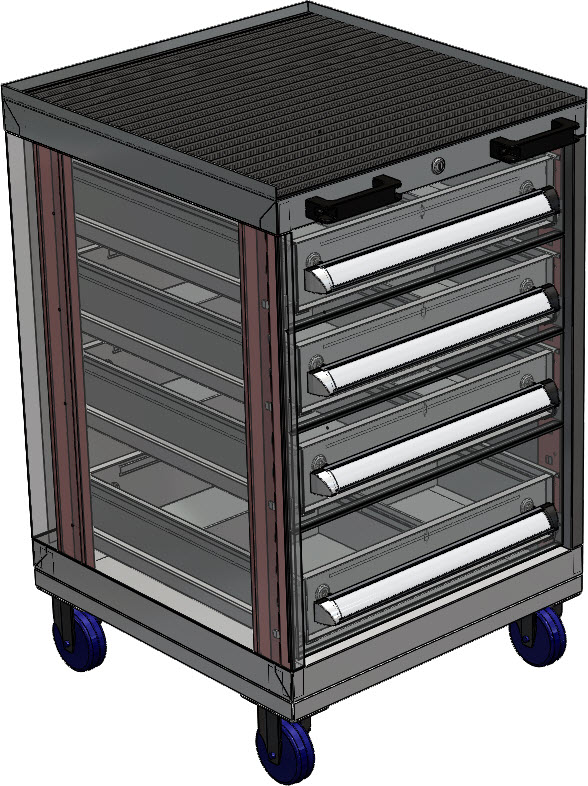 工具柜钣金机柜SW2009含所有特征