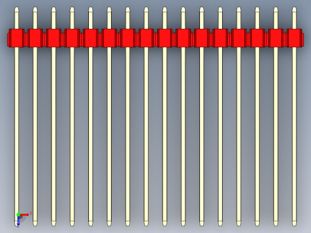 彩色公头100mil（2.54mm）系列-DS1021_red_2x16p_100mil_Type43_rev1.0俯视图