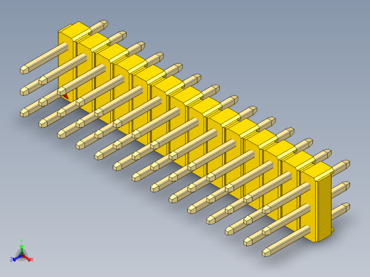彩色公头100mil（2.54mm）系列-DS1021_yellow_3x14p_100mil_Type1_rev1.0