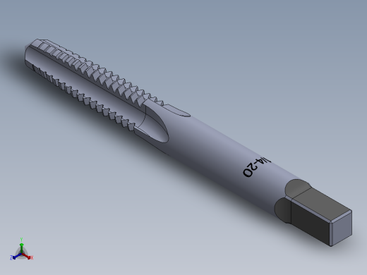 标准英制丝锥-Hand Tap 1-4 20 N1.SLDPRT正等轴测缩略图