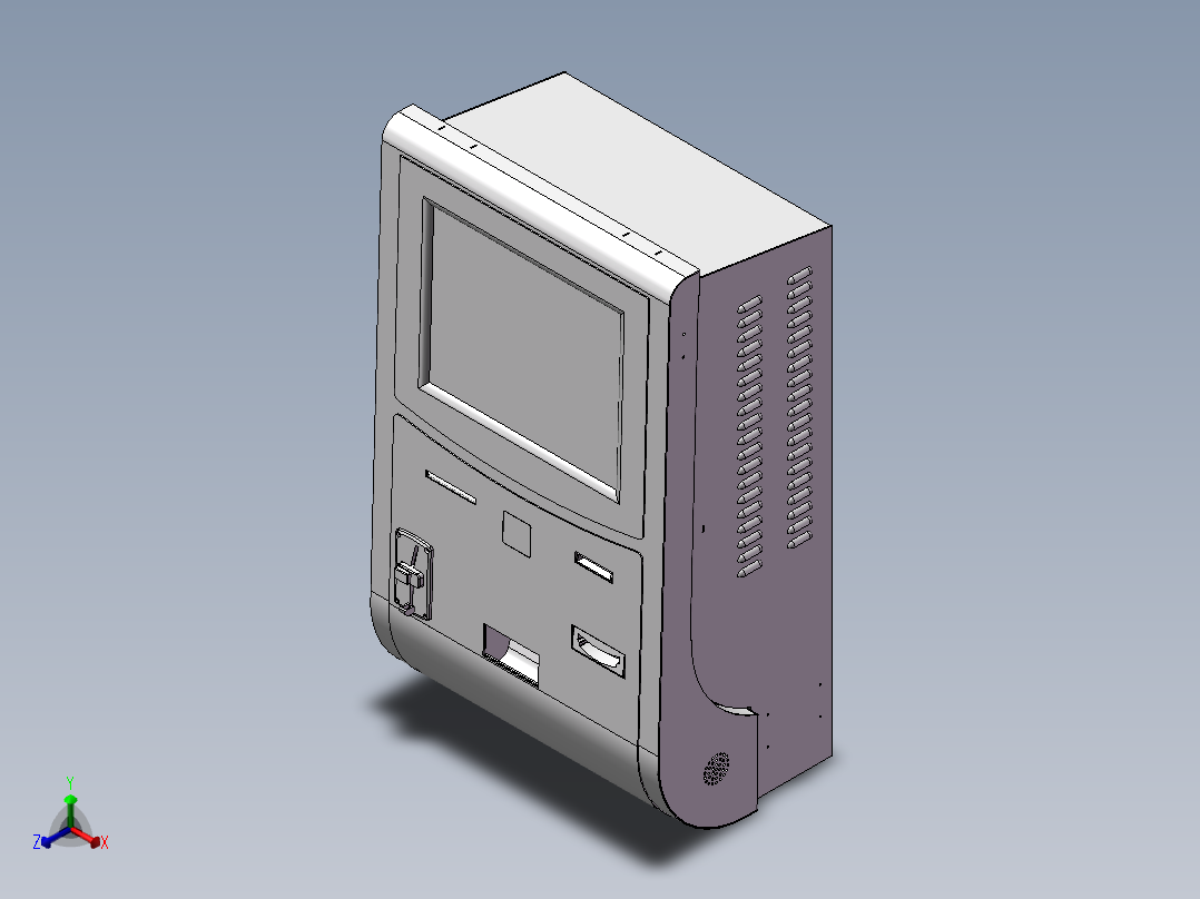 壁挂式缴费机正等轴测图