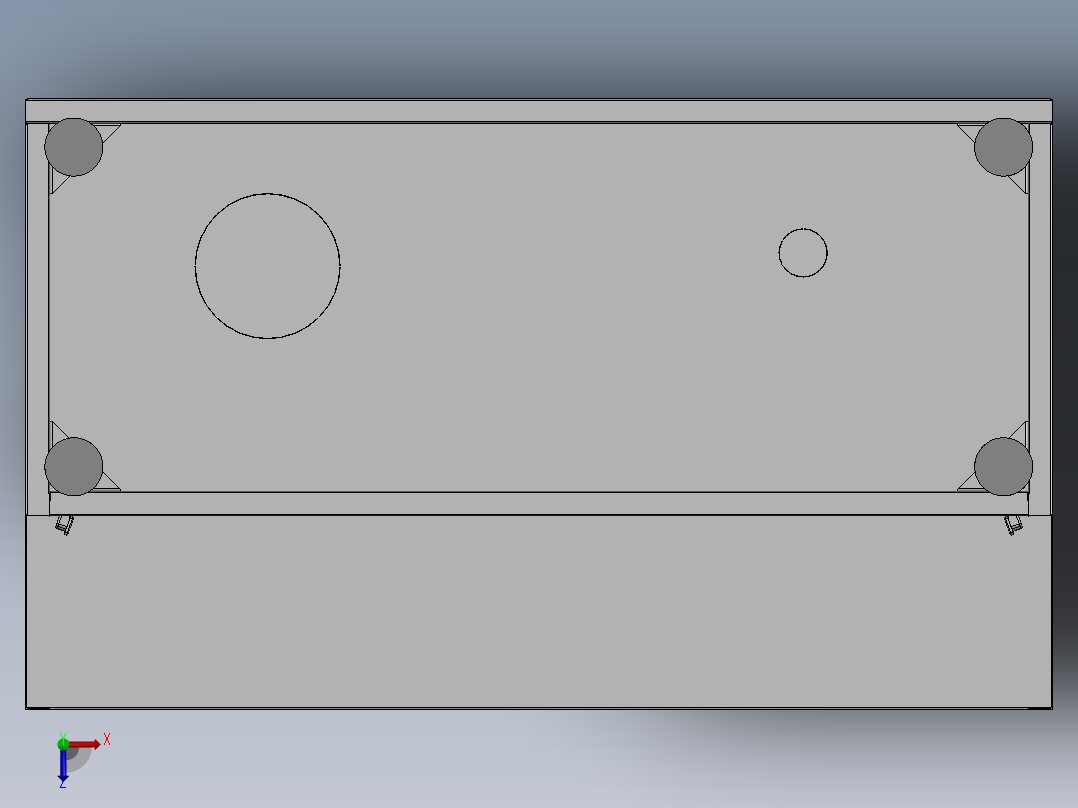 钣金抽屉桌俯视图