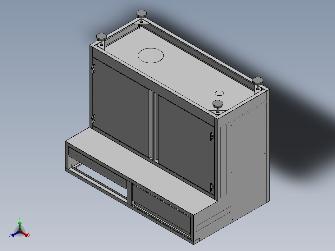钣金抽屉桌正等轴测图
