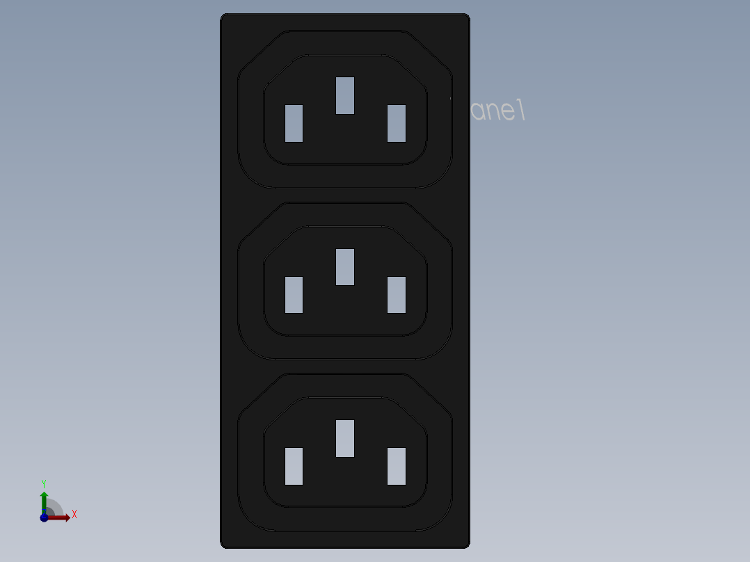 IEC连接器面板- 3路前视图
