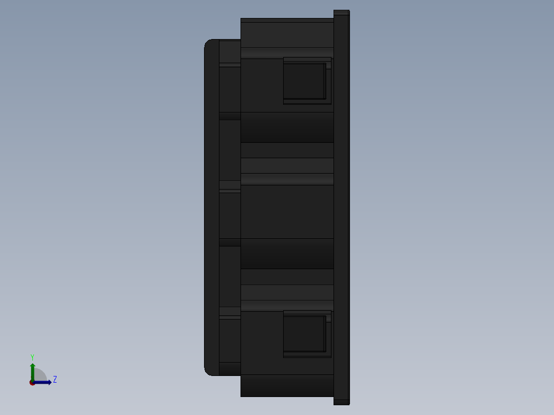 IEC连接器面板- 3路左视图