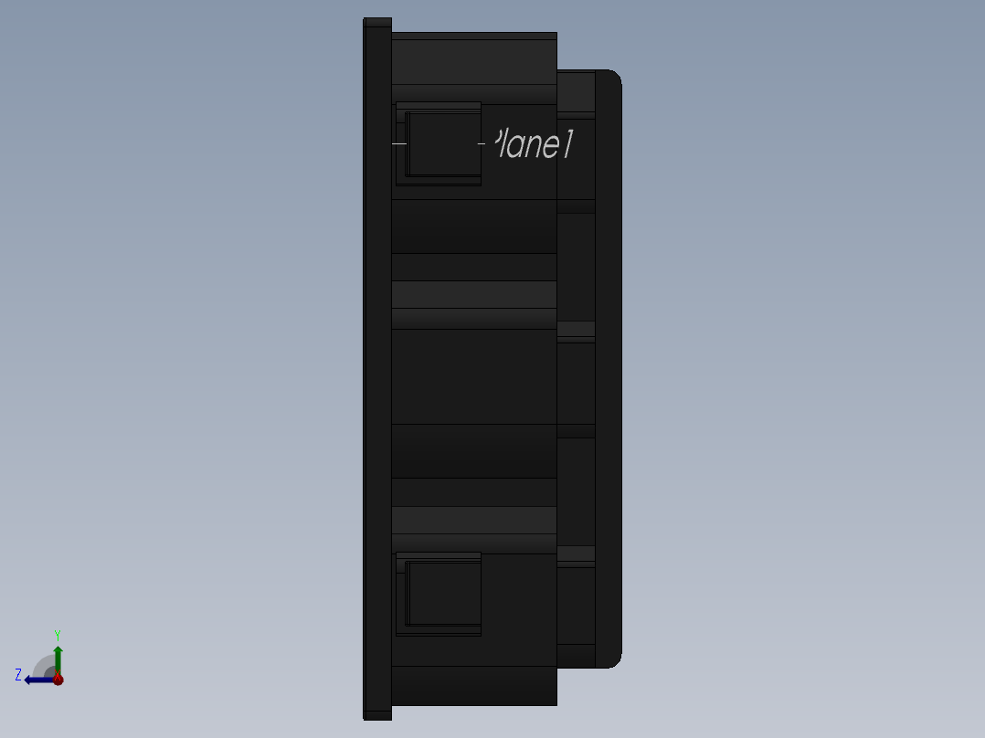 IEC连接器面板- 3路右视图