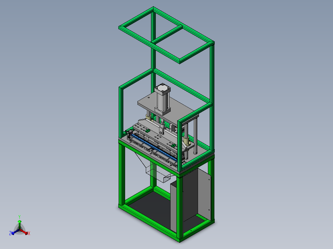 专用冲孔机（sw18可编辑+cad）正等轴测图