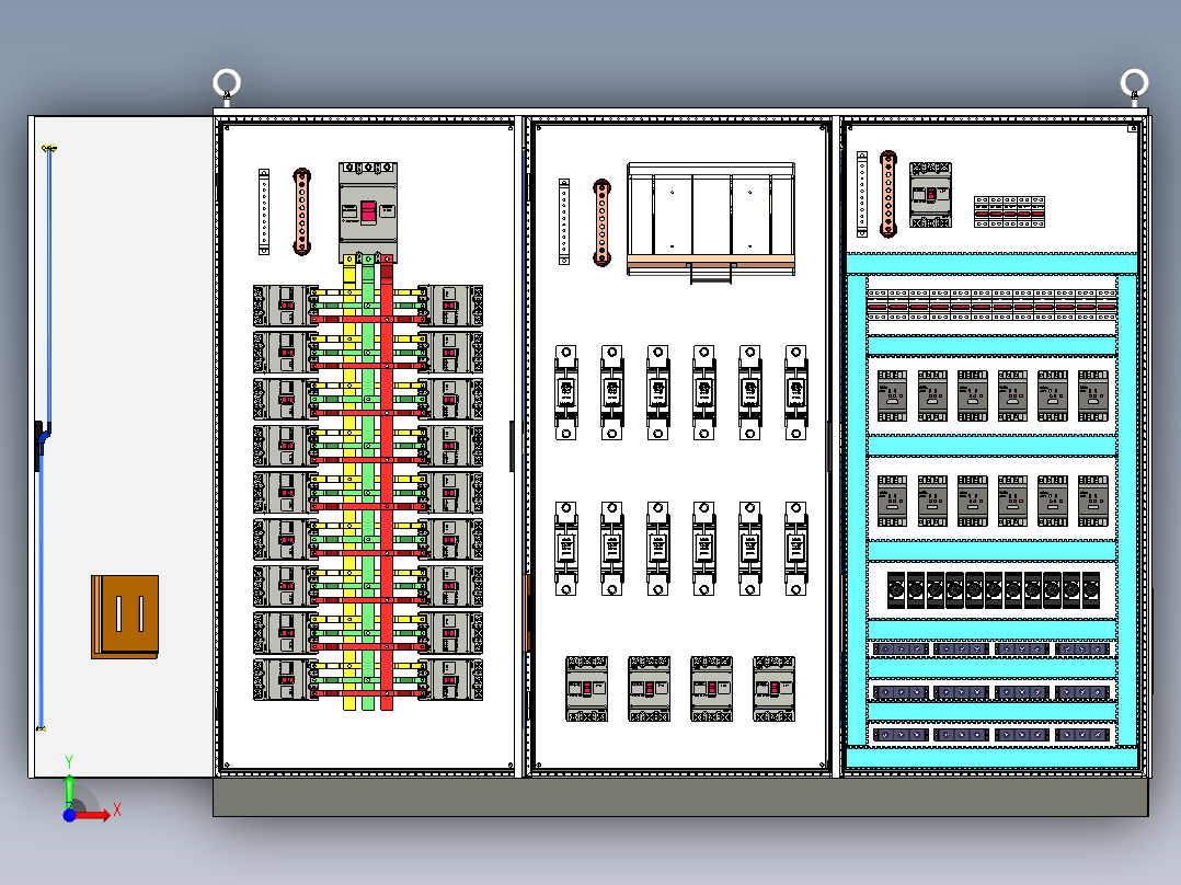 三柜组装630A竖装交流接触器控制柜 55758前视图