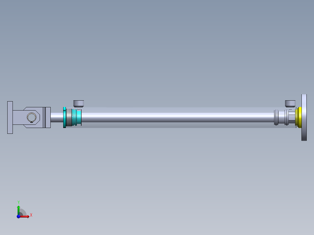 A0003380-焊接型液压缸（带前后端安装法兰）50x30x600 毫米前视图