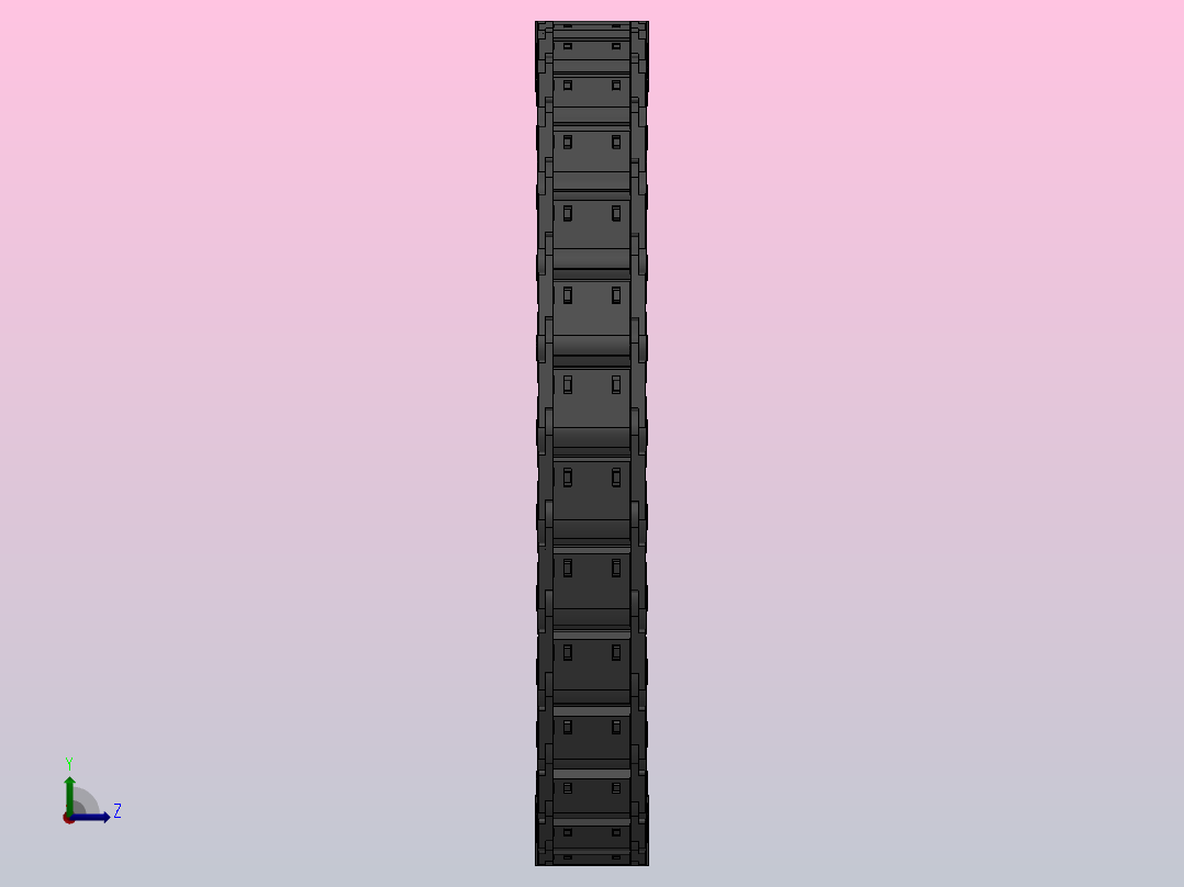 弯曲半径300内高35两侧打开型封闭式拖链[DMD35CD-35-60-300R-20-A-6-V-6]左视图