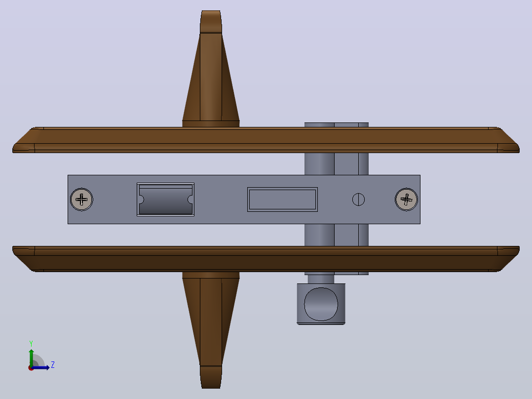 把手门锁3D模型图纸 Solidworks设计左视图