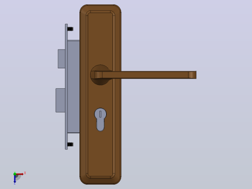 把手门锁3D模型图纸 Solidworks设计俯视缩略图