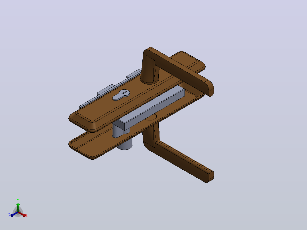 把手门锁3D模型图纸 Solidworks设计正等轴测图