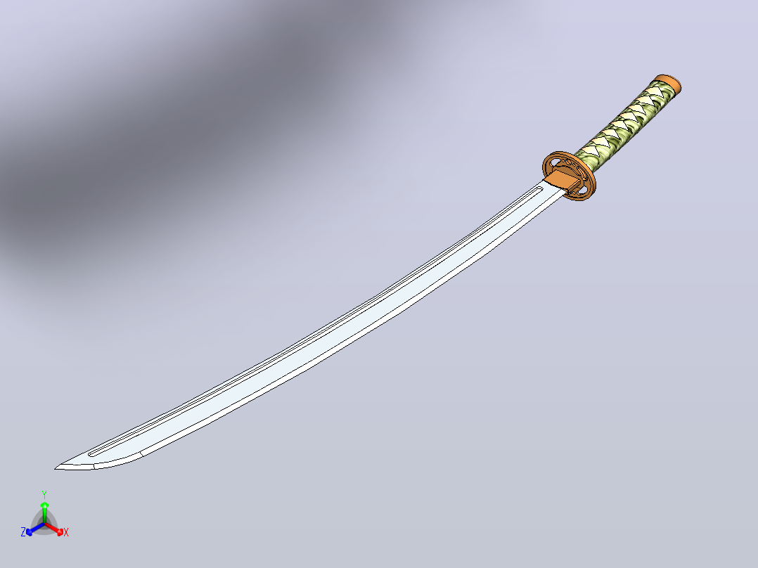 基于日本武士刀的东方剑正等轴测图