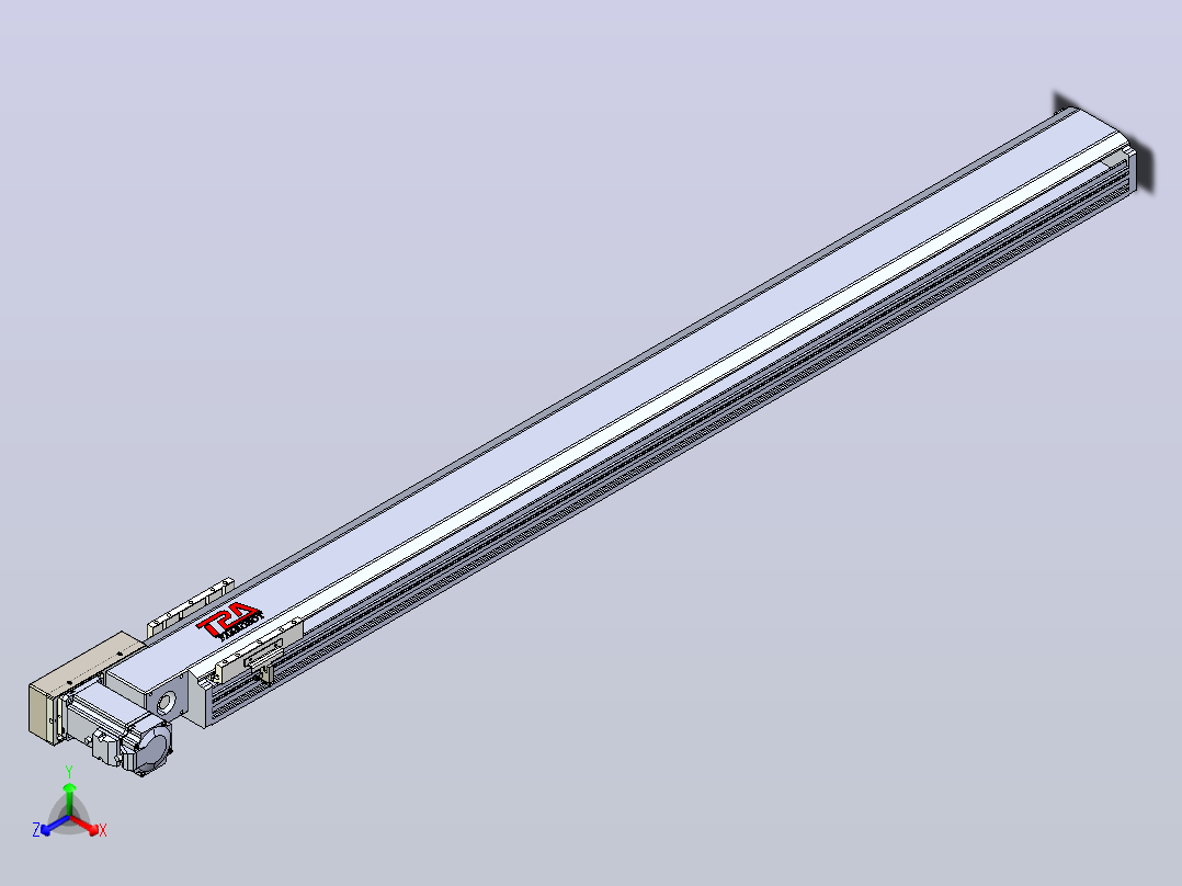 皮带直线轴半封闭可选导轨TPA-HNB-120D-110-L1250-ML-Y-P40-N3主视图