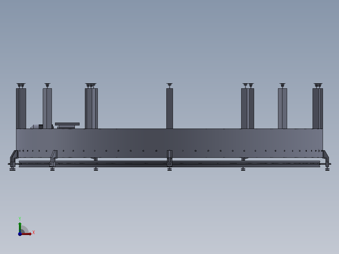 动力滚筒线机 3D图 机械设备设计自动化3D模型设计素材前视图