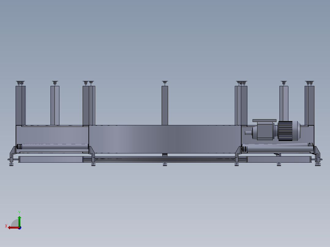 动力滚筒线机 3D图 机械设备设计自动化3D模型设计素材后视图