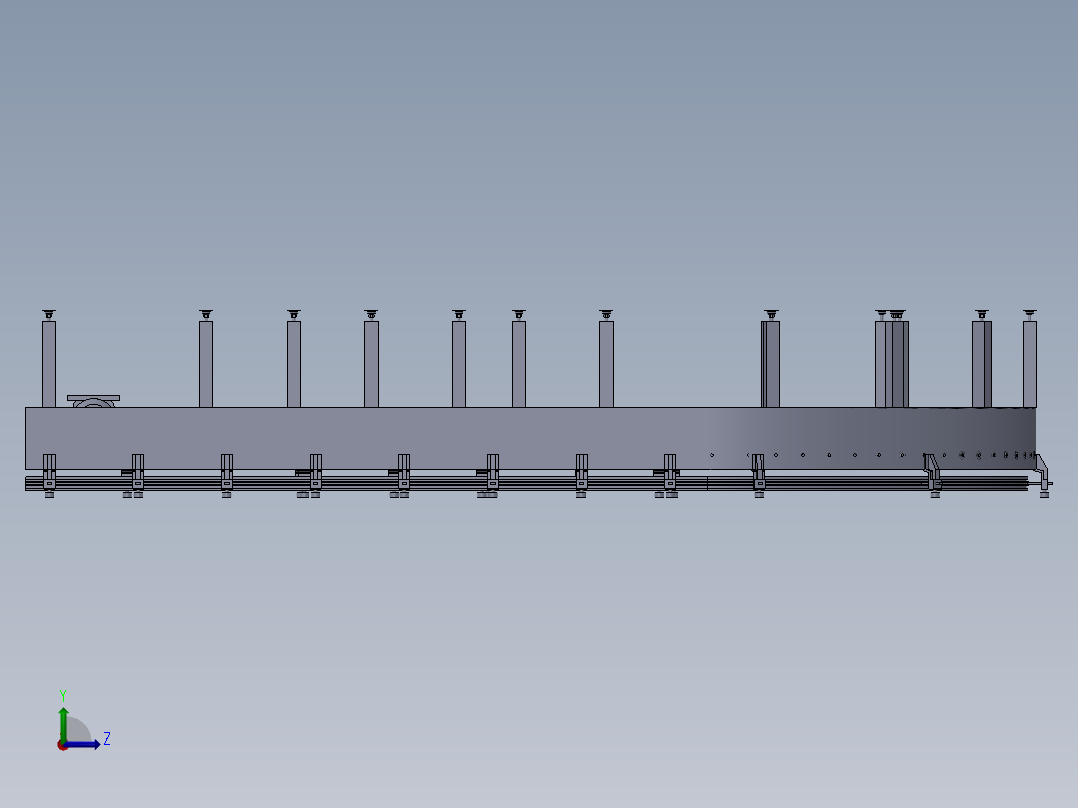 动力滚筒线机 3D图 机械设备设计自动化3D模型设计素材左视图