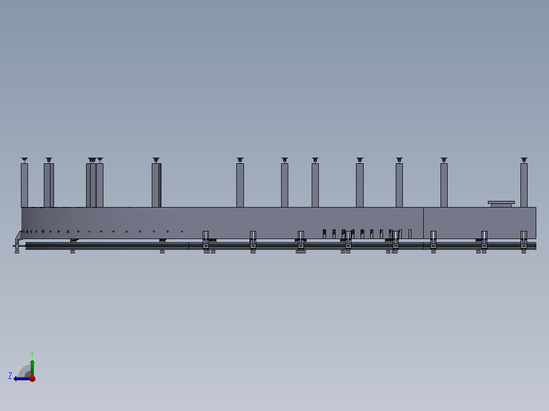 动力滚筒线机 3D图 机械设备设计自动化3D模型设计素材右视图