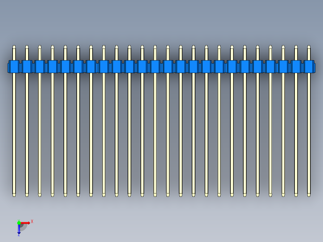 彩色公头100mil（2.54mm）系列-DS1021_blue_3x24p_100mil_Type43_rev1.0俯视图