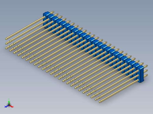 彩色公头100mil（2.54mm）系列-DS1021_blue_3x24p_100mil_Type43_rev1.0正等轴测缩略图