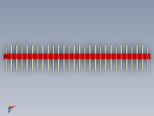 彩色公排针 100mil 2.54mm 系列-DS1022_red_2x28p_100mil_TypeD_rev1.0俯视缩略图