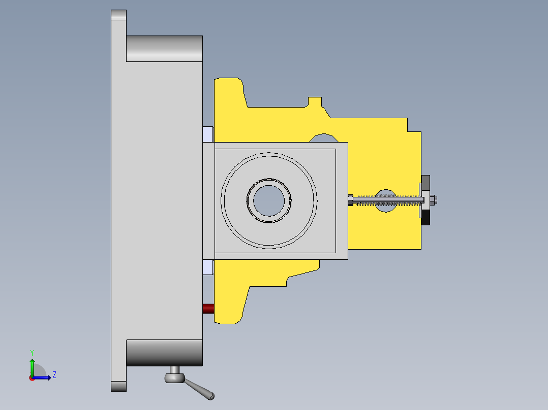 镗削4110发动机机体主轴半圆孔镗床夹具设计【三维SolidWorks】左视图