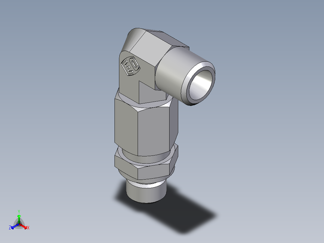 卡套式工业通用硬管接头EO_Assembled_adjustable_standpipe_elbow_EVW06LMOMD71正等轴测图