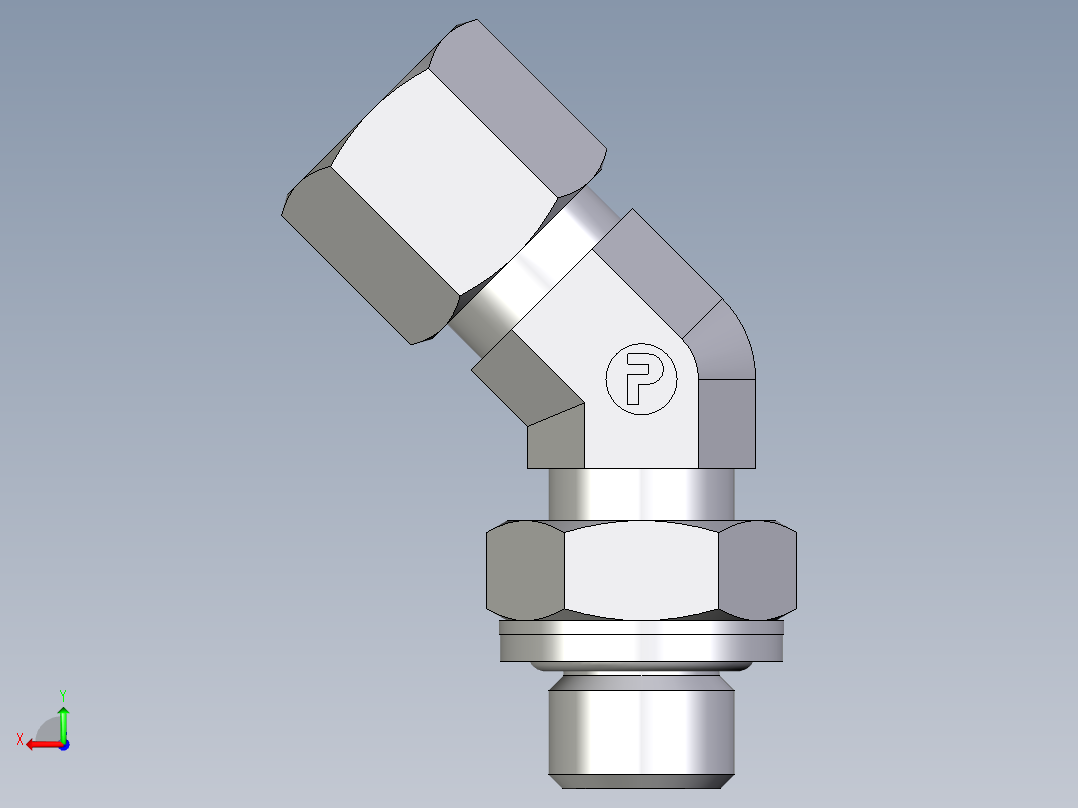 卡套式工业通用硬管接头EO_Adjustable_locknut_45_deg_elbow_VEE08LRCF后视图