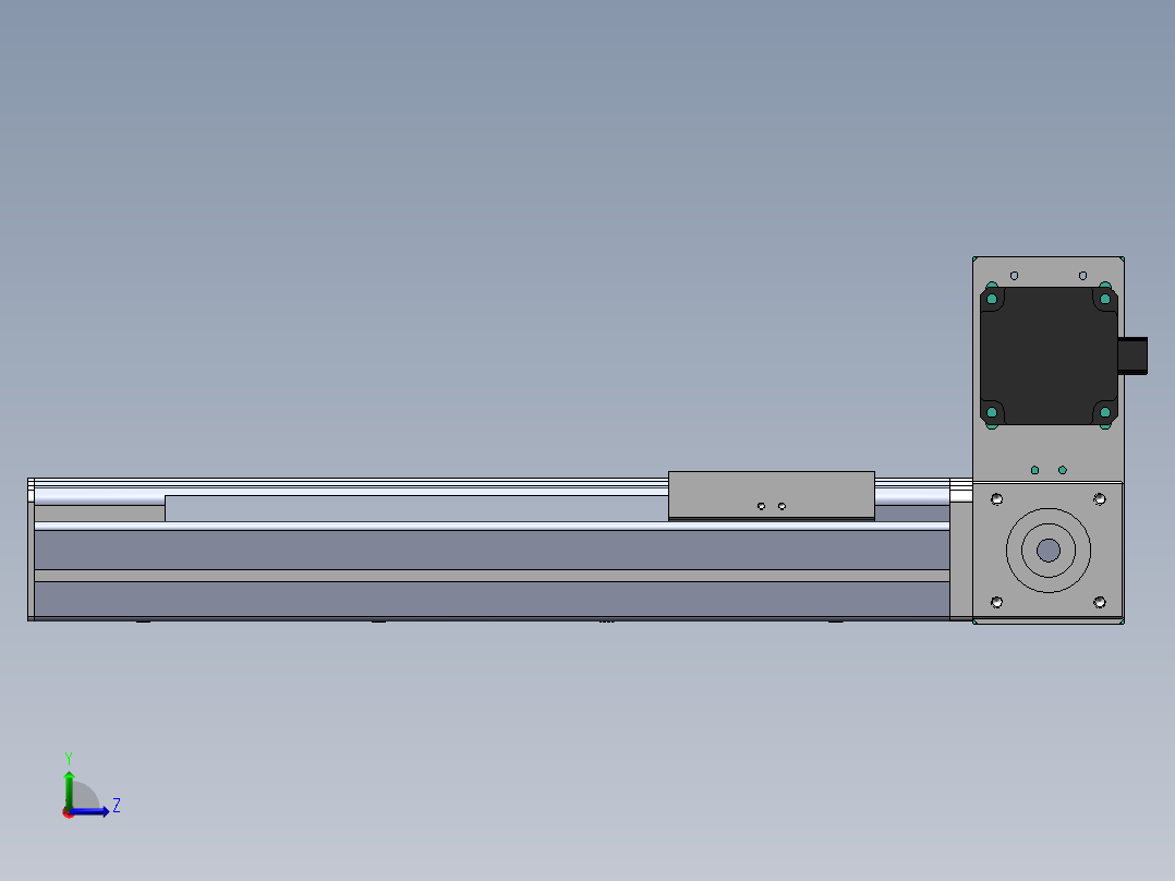 电动滑台模组STM100右上折模型左视图