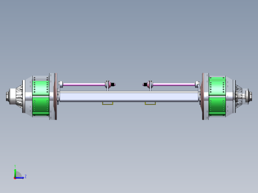 Q097-半自动牵引车（半挂）车桥结构设计【三维SolidWorks】左视缩略图