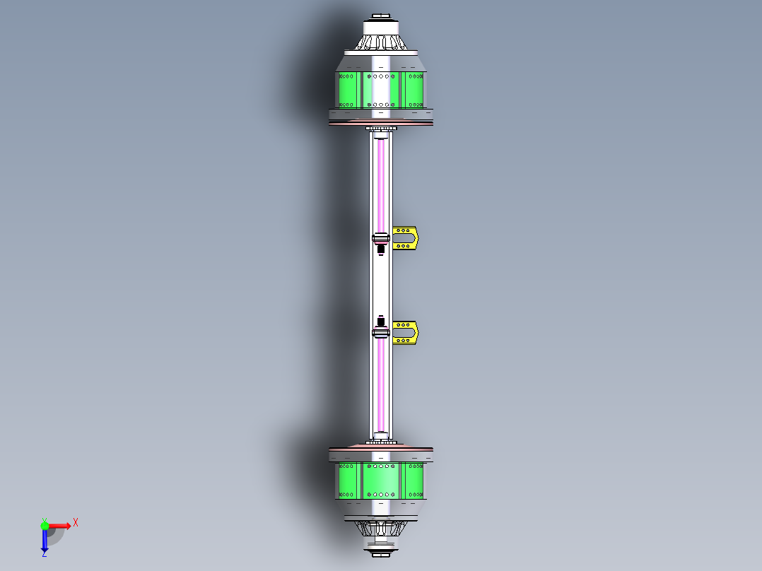 Q097-半自动牵引车（半挂）车桥结构设计【三维SolidWorks】俯视图