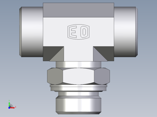 卡套式工业通用硬管接头EO_Adjustable_locknut_branch_tee_TEE22LM27x2OMDCF前视缩略图
