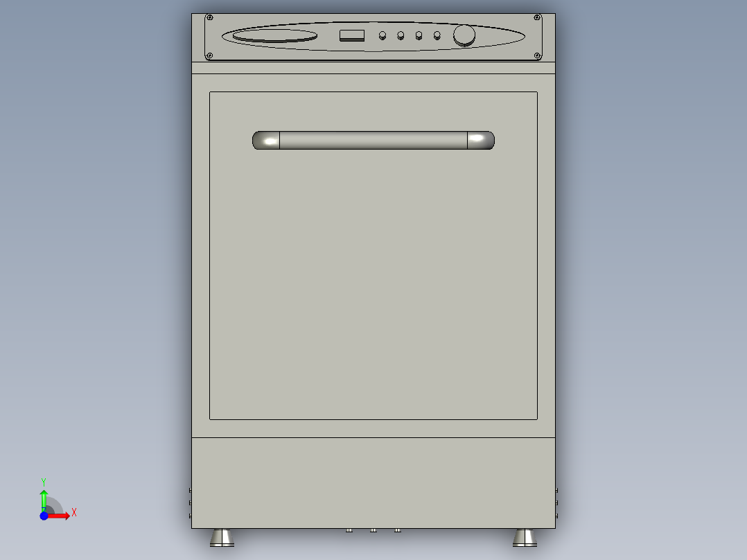 多功能家用自动洗碗机设计前视图