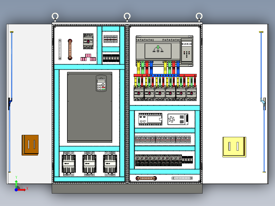 双柜组装变频器星三角双电源软启动控制柜前视图