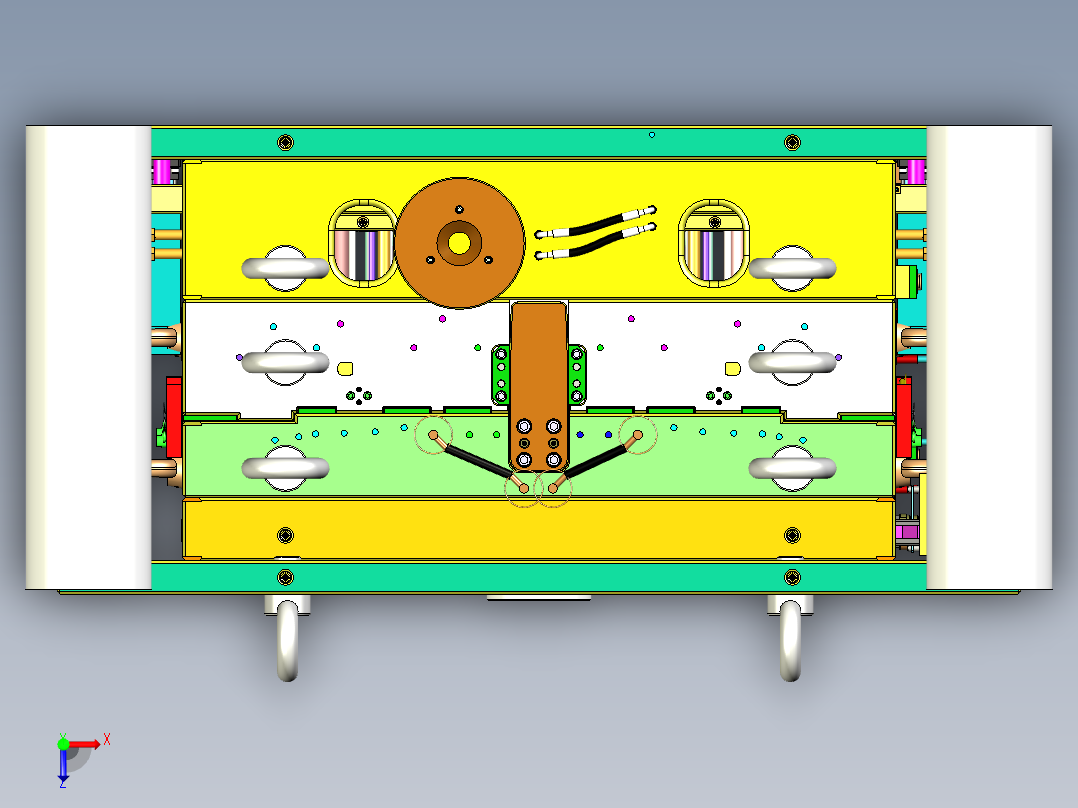 汽车门板热流道塑胶模具俯视图