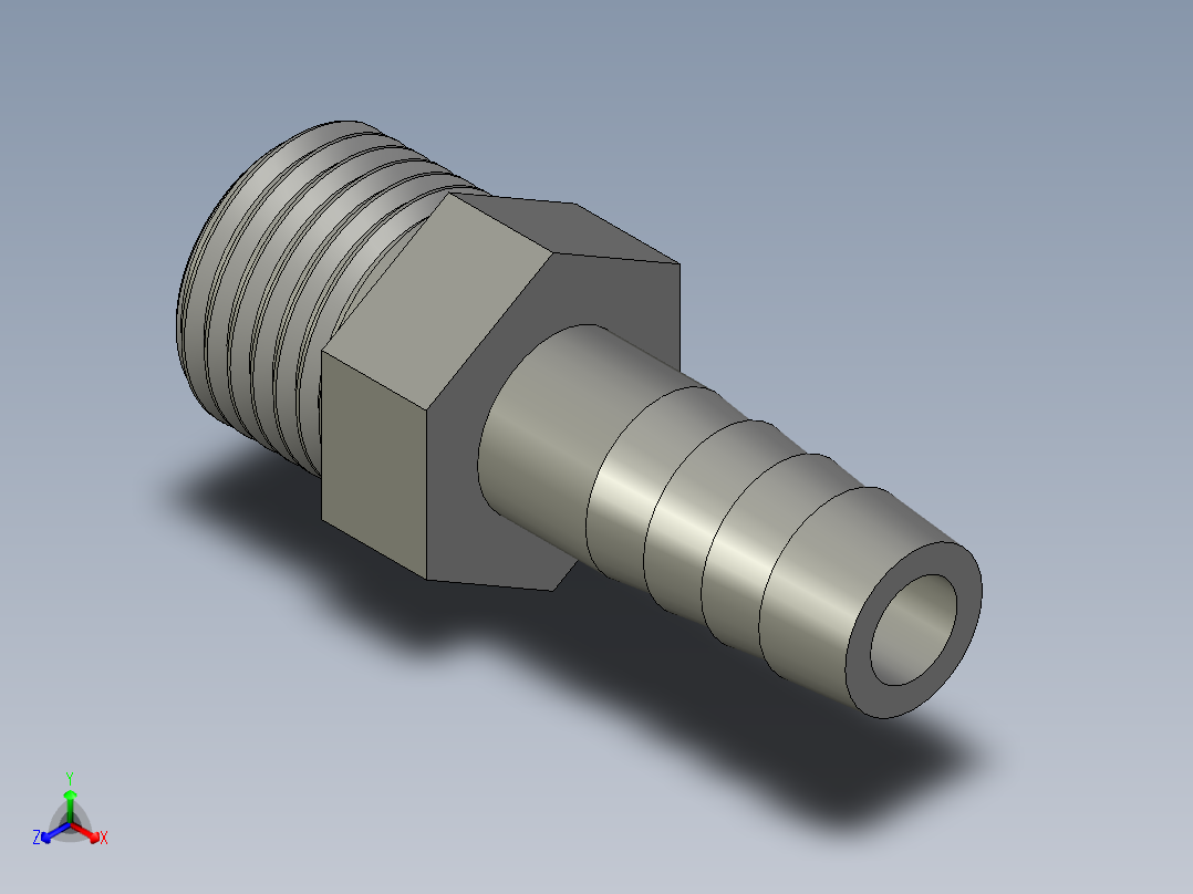 螺纹管水管接头-有边 [DN10X10.5]正等轴测图