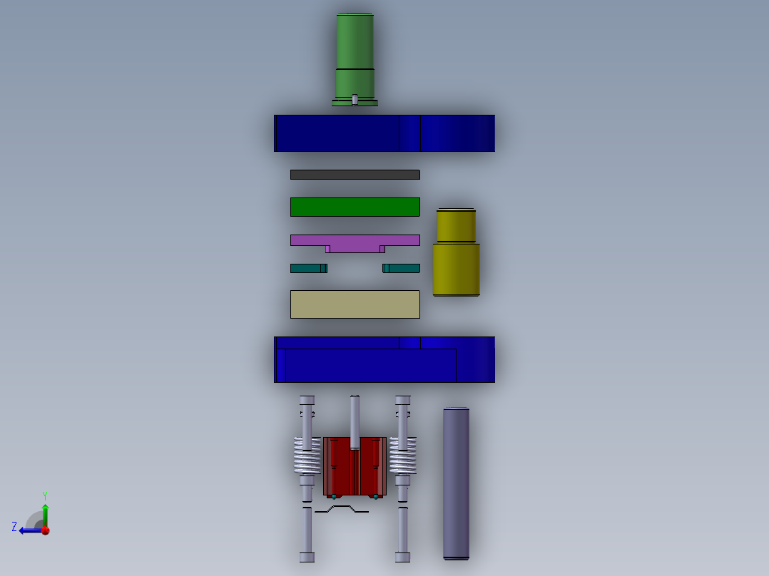 相框挂扣冲压工艺及级进模具设计 1281873右视图
