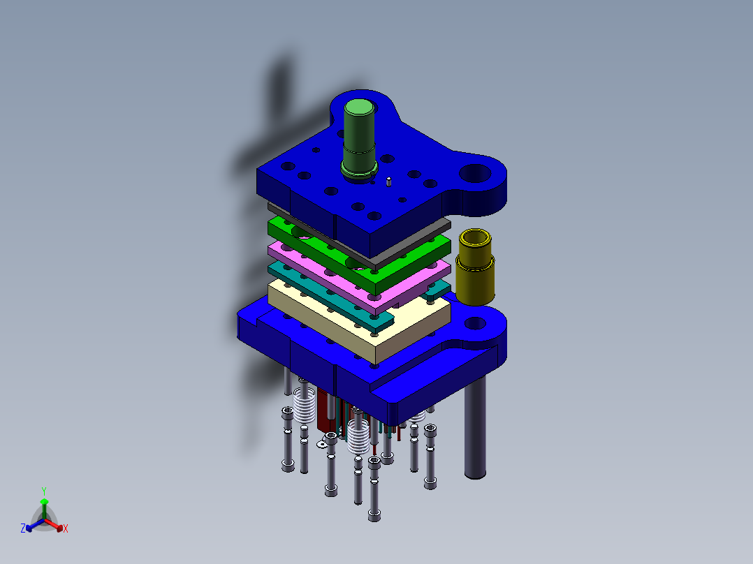 相框挂扣冲压工艺及级进模具设计 1281873正等轴测图
