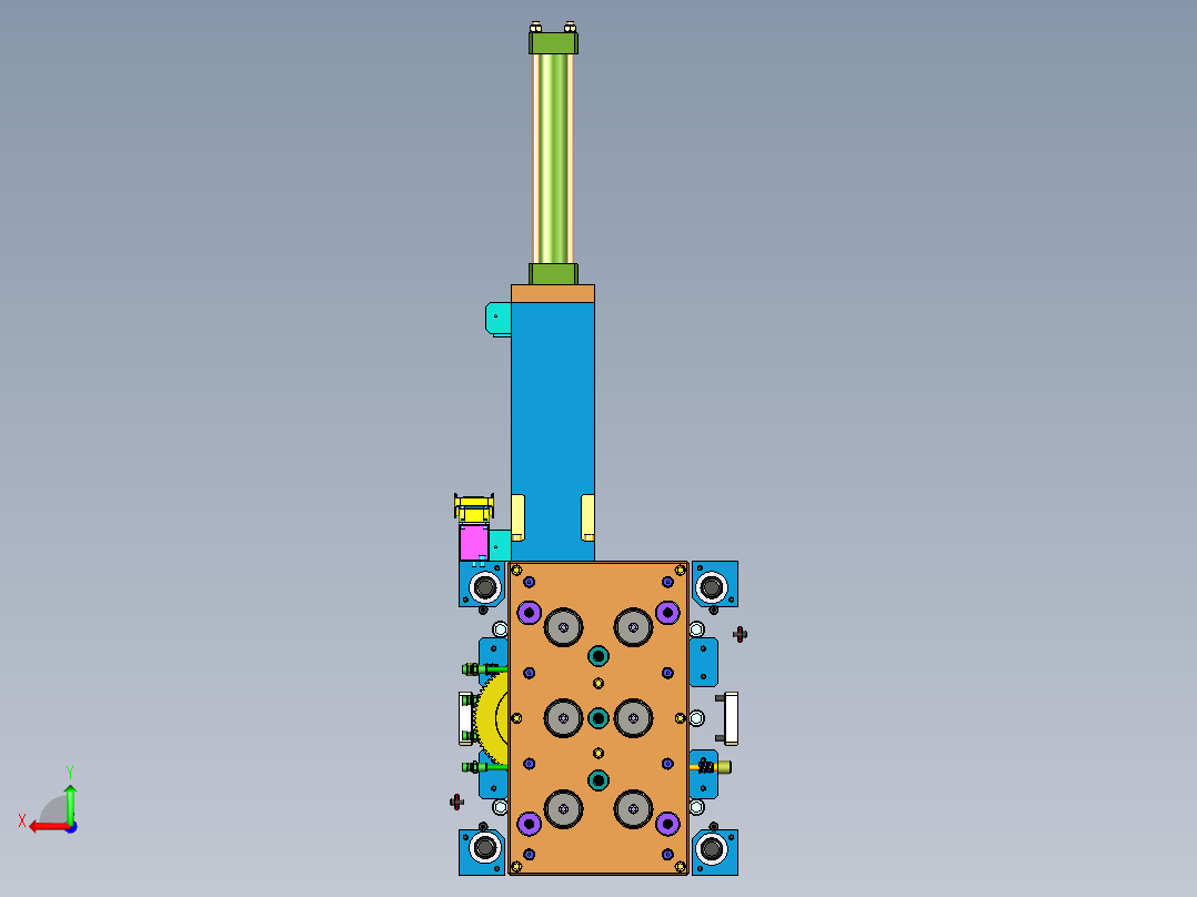 齿轮齿条传动机构设计后视图