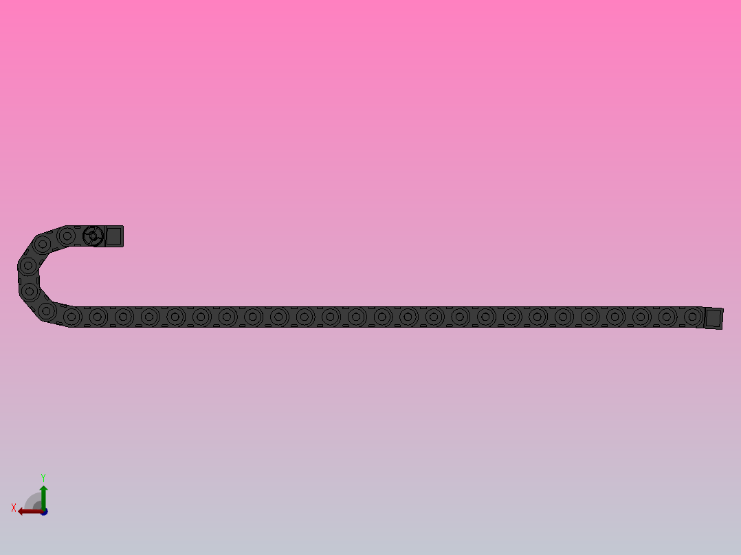 弯曲半径125内高45两侧打开型桥式拖链_DMD45BD-30-90-125R-30后视图